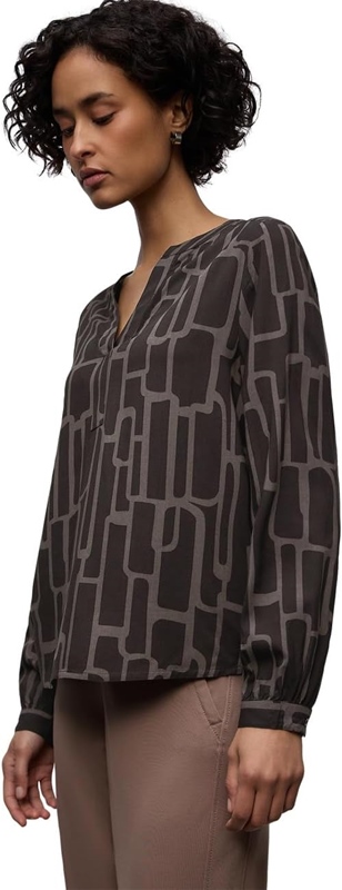 Splitneck tunic blouse AOP