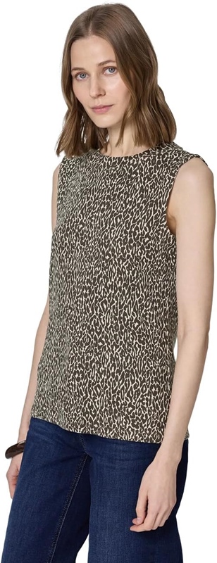 printed rib turtle neck top