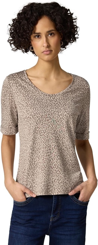 printed shirt w.rounded v-neck