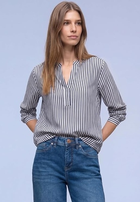 Splitneck tunic blouse w strip