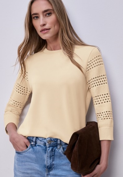 silk look shirt w.knit sleeves