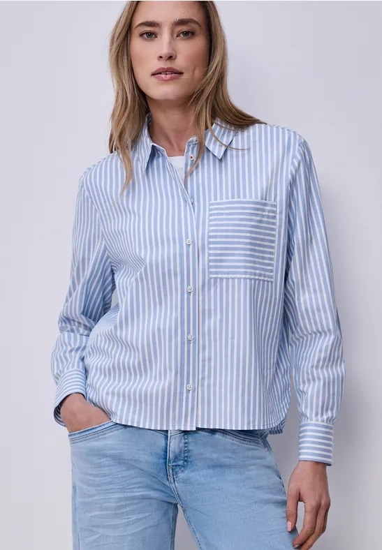 Striped shirtcollar blouse w b