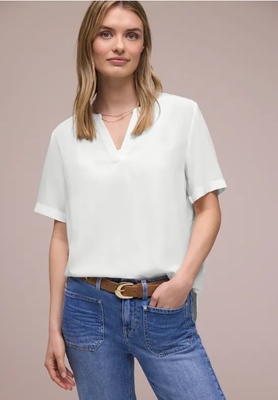 QR Splitneck blouse w turn-up