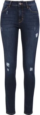 LADIES RIPPED DENIM DARK BLUE