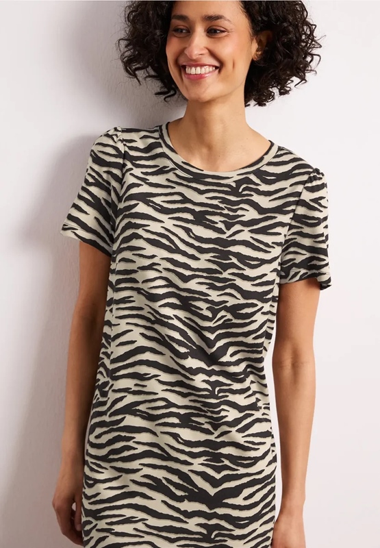 short puffed sleeve Dress_AOP