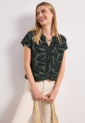 LTD QR Splitneck blouse w smok