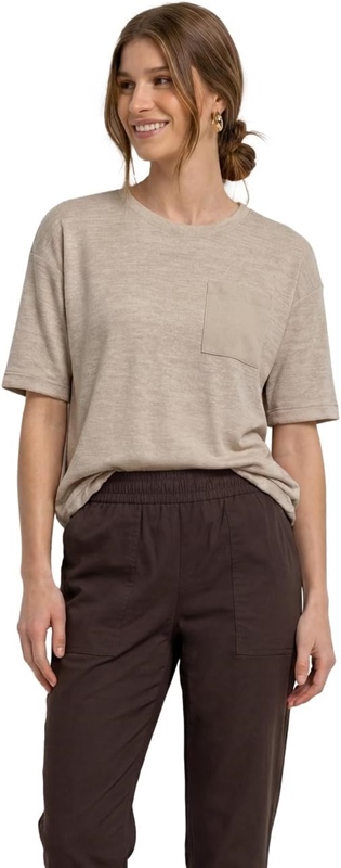 melange shirt w.woven pocket