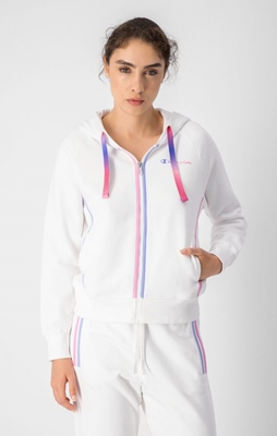 HOODED FULL ZIP SWEATSHIRT WHITE
