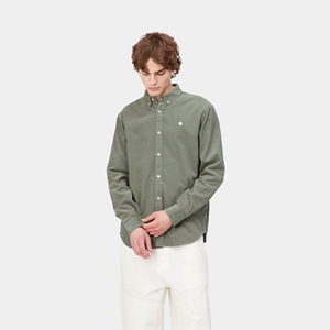 MADISON FINE CORD SHIRT YUCCA/WHITE