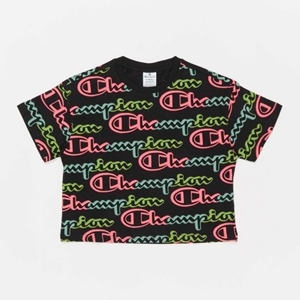 Crewneck Croptop T-Shirt Black/Allover