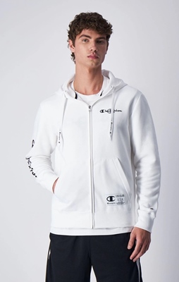 Hooded Full Zip Sweatshirt White