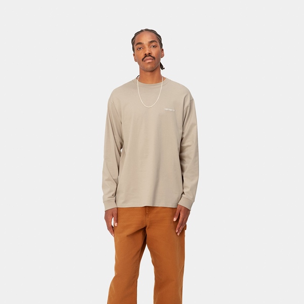 Script Embroidery T-Shirt Wall/White