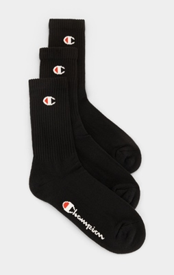 3 pk Crew Socks Black