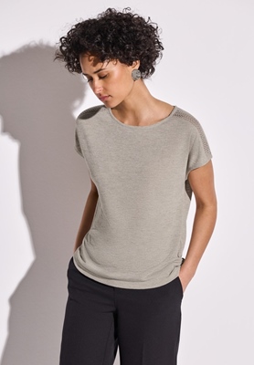 LTD QR linen look shirt w.lace