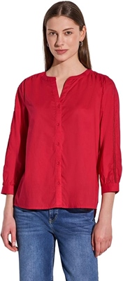 Cotton splitneck blouse w tape