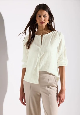 SOL_Buttoned roundneck blouse