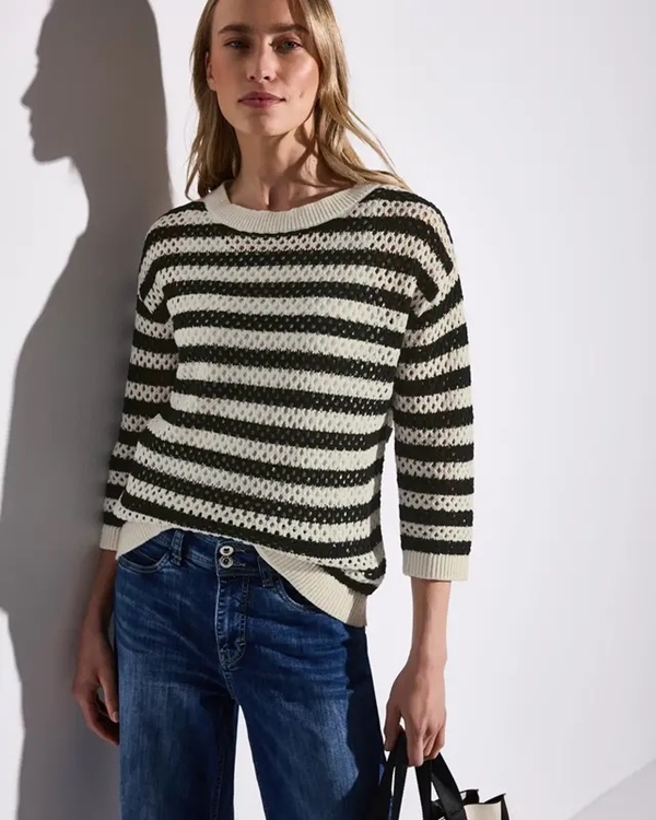 cosy striped mesh sweater