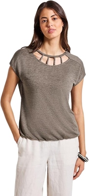 linen look shirt w.cut out nec