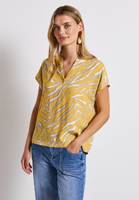 Shirtblouse w splitneck AOP