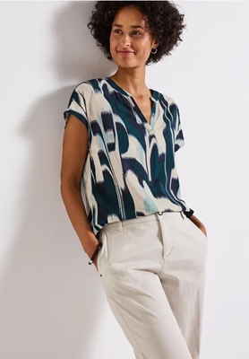 LTD QR Shirtblouse w splitneck