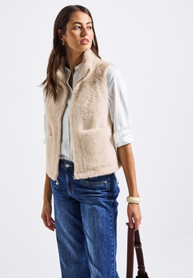 Fake Fur Vest w. Stand-Up Coll