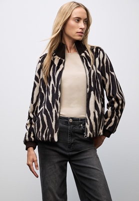 Zebra Fake Fur Bomber Jkt