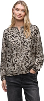 Buttoned tunic blouse w piping