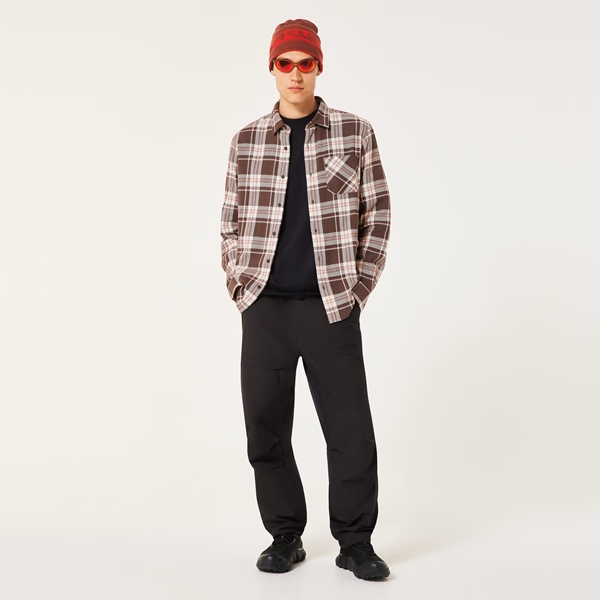 Podium Plaid LS Flannel Cocoa Brown