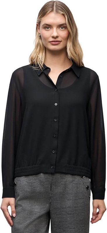Chiffon buttoned shirtcollar b